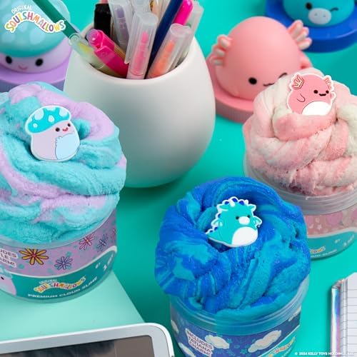 Original Squishmallows Premium Cloud Slime, 3-Pack, 9 Add Ins, 8 oz. Fluffy Slimes, for Kids, Bulk, Great 6 Year Old Toys & Party Favors, Super Soft Sludge Toy