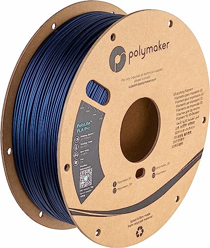 Polymaker PLA PRO Filament 1.75mm 1kg, Tough & High Rigidity Metallic Blue 3D Printing Filament, PolyLite PLA PRO 3D Printer Filament 1.75mm, Print with Most 3D Printers