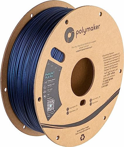 Polymaker PLA PRO Filament 1.75mm 1kg, Tough & High Rigidity Metallic Blue 3D Printing Filament, PolyLite PLA PRO 3D Printer Filament 1.75mm, Print with Most 3D Printers