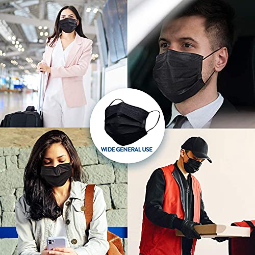 NNPCBT 500PCS 3 ply black disposable masks filter mask