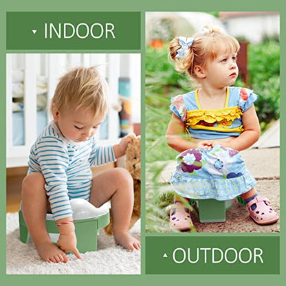 MCGMITT Portable Potty for Kids Travel - Foldable Training Toilet Chair for Toddler Girls with Storage Bags, Potty Training Toilet for Outdoor and Indoor Easy to Clean(Green)