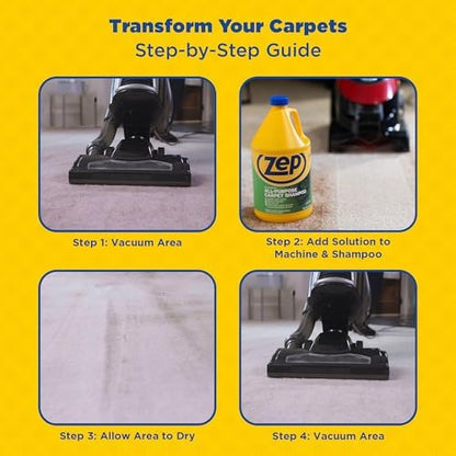 Zep All-Purpose Carpet Shampoo Concentrate Cleaner - 1 Gallon (Case of 2) ZUCEC128 - Professional Formula Removes Dirt and Stains
