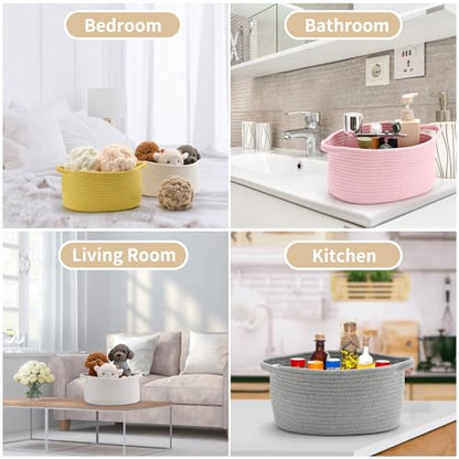 Cute Woven Storage Basket with Handle, Baskets for Gifts Empty, Gift Baskets for Birthday Baby Shower Raffle Burr Fundraising, Decorative Organizer Box for Baby Toy Pet, 13" D x 8" W x 6" H