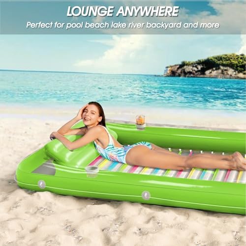 Inflatable Tanning Pool Lounger Float - Jasonwell 4 in 1 Sun Tan Tub Sunbathing Pool Lounge Raft Floatie Toys Water Filled Tanning Bed Mat Pad for Adult Blow Up Kiddie Pool Kids Ball Pit Pool