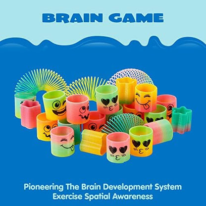 JOYIN 120 Pcs Spring Rainbow Party Favor, Mini Plastic Coil Spring Toy, Fidget Stress Coil Mini Springs Bulk Toys for Carnival Prize Birthday, Goodie Bag Stuffers