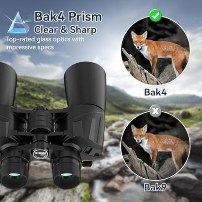 10-30X50 High Powered Zoom Binoculars for Adults - Professional Military HD Binoculars with BAK4 Prism/FMC Lens/Large View/Waterpoof/Low Light Night Vision for Bird Watching, Hunting, Outdoor, Hiking