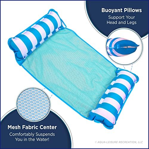 Aqua 4-in-1 Monterey Hammock Pool Float & Water Hammocks, 1-2-3-4 Multipacks – Multiple Colors/Styles – for Adults and Kids Floating