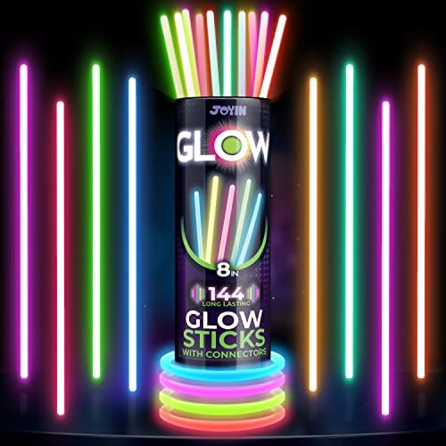 JOYIN 300 Pcs 8" Glowsticks, Bracelets Necklaces, Glow in the Dark Party Favors, Easter, Christmas, Halloween Supplies Pack, Football Party Supplies