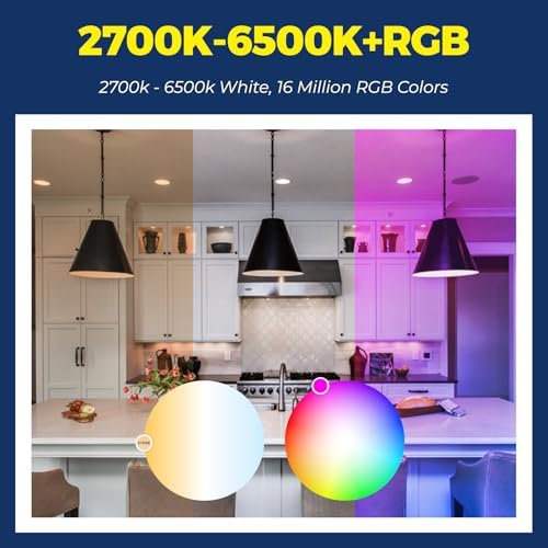 Smart Light Bulbs 100W Equiv., 1350LM 11W Smart Bulb Works with Alexa/Google Home/Smart Life, A19 E26 RGBCW Color Changing, No Hub Required, 2.4G WiFi Bluetooth Bulb, ETL Listed, 4PCS