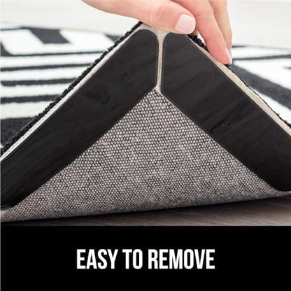 GORILLA GRIP 12 Pack Rug Gripper Pads, Keep Area Rugs Corners from Curling and Bunching, Reusable Dual-Sided Flexible Sticky Pad, Grips Floor Underlayment, Hold Carpet in Place on Hardwood Floors