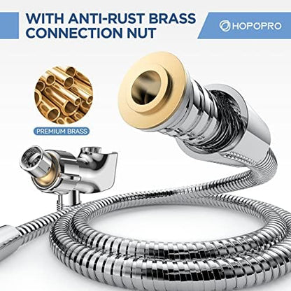 6-Mode High Pressure Handheld Shower Head Set, Consumer Reports Recommended HOPOPRO High Flow Hand Held Showerhead with 59 Inch Hose Bracket Teflon Tape Rubber Washers