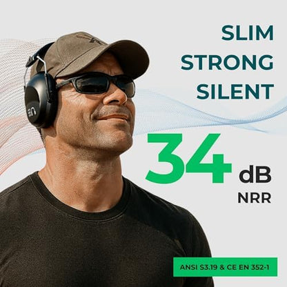 Pro For Sho 34dB NRR Hearing Protection Ear Muffs - Highest NRR in Compact Design, Ear Protection for Shooting, Mowing, Work