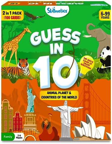 Skillmatics Guess in 10 Animals & Countries Combo, Perfect for Boys, Girls, Kids & Families Who Love Card Games, Educational Toys, Board Games, Trivia, Gifts for Ages 6, 7, 8, 9, 10 & Up
