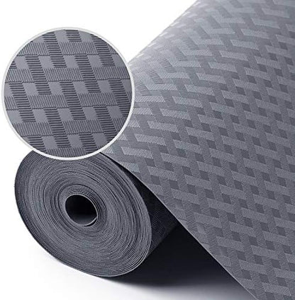 Shelf Liners for Kitchen Cabinets Refrigerator Liners Waterproof & Oil-Proof Kitchen Cupboard Liner Non-Slip Drawer Mats EVA Non Adhesive Fridge Liner for Shelves - Gray 11.8 x 236.2 Inches