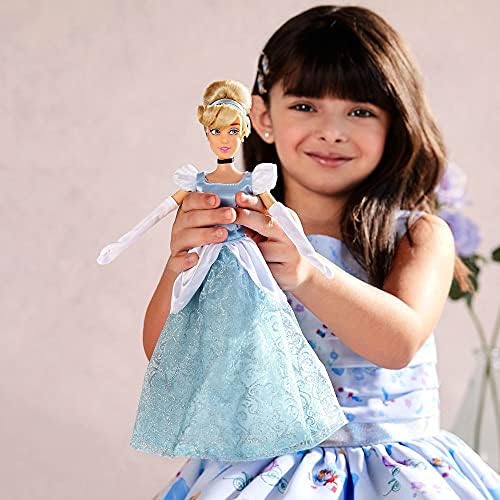 Disney Store Official Disney Princess Classic Doll (Cinderella), 11 Inches, Includes Brush with Molded Details, Fully Posable Toy in Classic Outfit - Disney Princess Toys for Girls