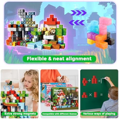 300 PCS 0.8in Magnetic Blocks - Magnet Toys for Kids, Magnetic Building Blocks Cubes, Stacking Magnets, School STEM Toys Birthday Gifts for Boys and Girls Age 3+ Years Old (Theme: Portal)