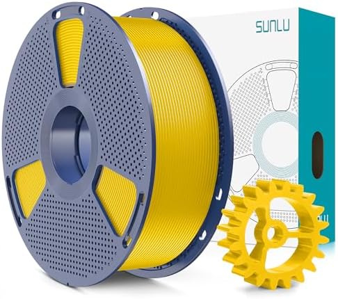 SUNLU PLA+2.0 3D Printer Filament, Upgrade PLA+ Filament 1.75mm, Tougher and Stronger, Neatly Wound Filament, Dimensional Accuracy +/-0.02mm, 1KG Spool(2.2lbs), Vivid Yellow