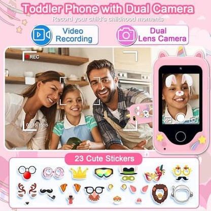 Kids Phone for Girls Boys, Touchscreen Toddler Smartphone Learning Toy, 3-10 Year Old Christmas Birthday Gift, Play Cell Phone With Camera, Games, Music, 8GB Card