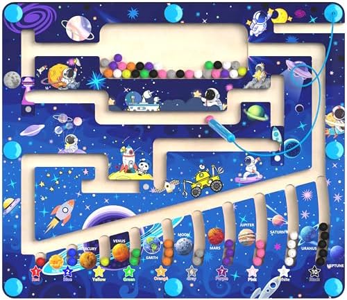 Magnetic Color and Number Maze - Montessori Toys for 3+ Year Old - Wooden Color Matching Learning Counting Puzzle Board -Toddler Activities Fine Motor Skills Toys for Boys Girls 3 4 5 Years Old