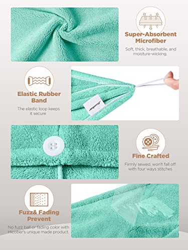 Hicober Microfiber Towel, Turbans for Wet Hair, Drying Wrap Towels for Curly Hair Women Towel Wrap for Kids-Purple,Green,Grey-Pack of 3