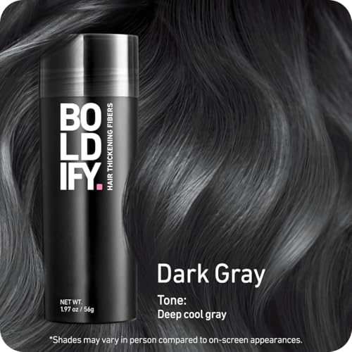 BOLDIFY Hair Fibers (56g) - Fill In Thinning and Fine Hair for an Instantly Fuller, Thicker Look - 14 Shades for Women & Men - Dark Gray