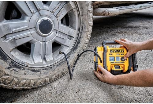 DEWALT Tire Inflator Portable Air Compressor 20V MAX, Air Pump with Automatic Shut Off, LED Light, Tool Only (DCC020IB)