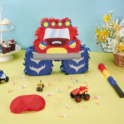 WERNNSAI Truck Piñata - Monster Truck Piñata Bundle with Blindfold and Bat for Boys Kids Piñata Theme Party Decoration Supplies Cool Car Piñata for Birthday Party Carnival Celebration Game