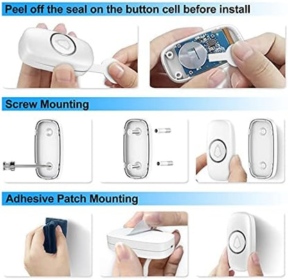 SECRUI Wireless Doorbell, Easy installation, Waterproof, Adjustable Volume, 58 Chimes, Colorful LED, 1000Ft Range, M520+F55, White