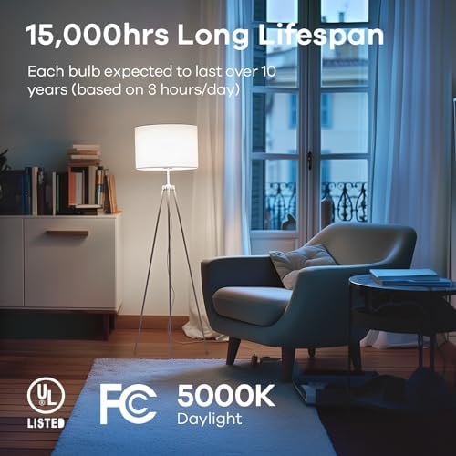 Linkind A19 LED Light Bulbs Dimmable, 60W Equivalent Light Bulbs, E26 Base, 5000K Daylight, 9.5W 840 Lumens 120V, UL Listed FCC Certified, LED Lights for Bedroom Living Room Home Office, 6 Packs