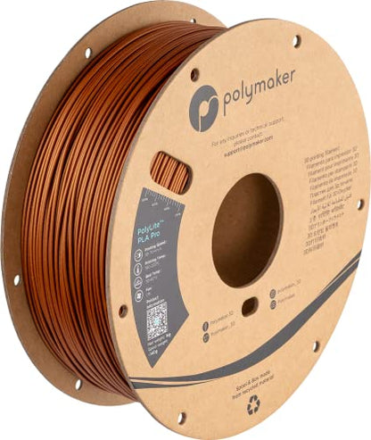 Polymaker PLA PRO Filament 1.75mm 1kg, Tough & High Rigidity Bronze 3D Printing Filament, PolyLite PLA PRO 3D Printer Filament 1.75mm, Print with Most 3D Printers