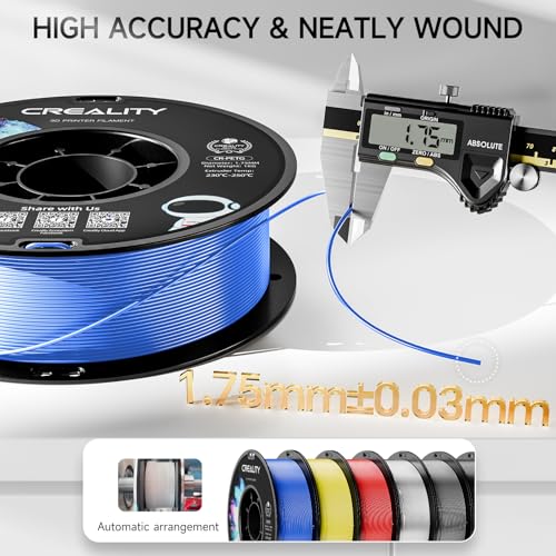 Official Creality PETG 3D Printer Filament 1.75mm 1KG (2.2lbs), High Precision, Strong Toughness, Odorless, Better Flow, Moistureproof 3D Printing CR PETG Filament, Digital Blue