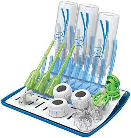 Dr. Brown's Baby Bottle Cleaning Brush with Sponge and Scrubber - Blue - 3pk and Universal Baby Bottle and Accessory Drying Rack