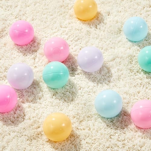 Amazon Basics BPA Free Crush Proof Plastic Ball, Pit Balls with Storage Bag, Toddlers Kids 12+ Months, 1000 Count, 1000 Balls, 6 Pastel Colors