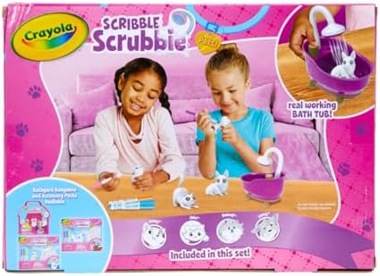 Crayola Scribble Scrubbies Tub Set (4 Pets), Washable Pet Care Toy, Coloring Animal Craft, Toys for Girls & Boys, Gifts for Kids, Ages 3+
