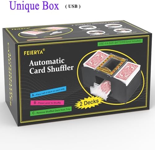 Automatic Card Shuffler 2/1/4/6 Deck,Battery-Operated Electric UNO Poker Shuffler,Playing Card Shuffler for Home Card Game,Travel