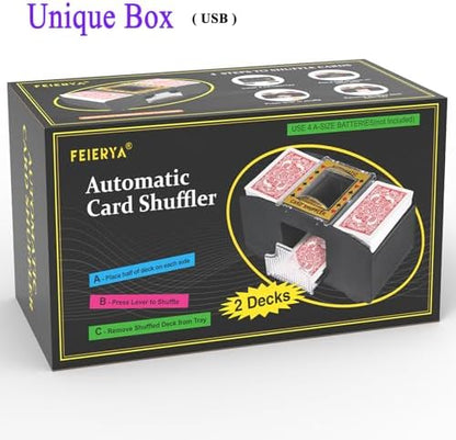 Automatic Card Shuffler 2/1/4/6 Deck,Battery-Operated Electric UNO Poker Shuffler,Playing Card Shuffler for Home Card Game,Travel