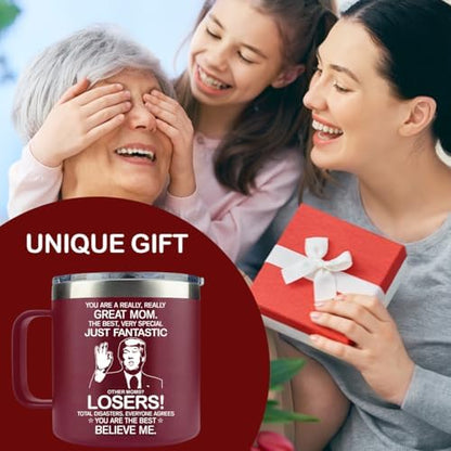 MFGNEH Mothers Day Gifts for Mom,Mom Birthday Gifts,Mother Gift for Christmas, Gift for Mama from Daughter,Son,Kids,New Moms for Women,Thank You Mother,14oz Red Tumbler Mug