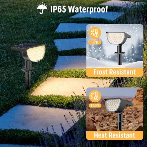 Solar Lights Outdoor Waterproof IP65, 76 LED 3 Lighting Modes Solar Spot Lights Outdoor Yard Garden Landscape Pathway (Warm White, 4 Pack)