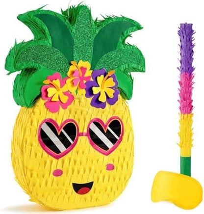 WERNNSAI Pineapple Piñata - Luau Party Piñata Game with Blindfold and Bat for Girls Boys Kids for Hawaiian Tropical Luau Party Supplies Summer Fruit Themed Birthday Party Decorations
