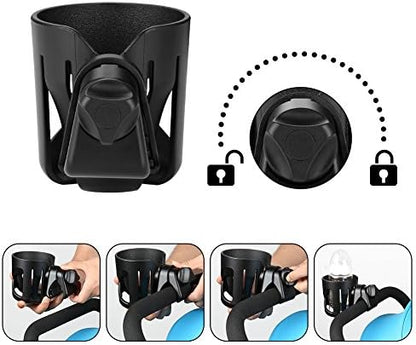 Accmor Universal Cup Holder, Stroller Cup Holder, 360° Rotatable Large Caliber Designed Bottle Holder for Stroller, Bike, Wheelchair, Walker, Scooter, Black