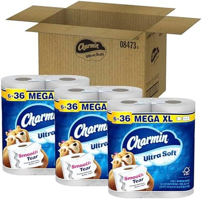 Charmin Ultra Soft Toilet Paper, 18 Mega XL Rolls = 108 Regular Rolls