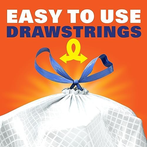 Hefty Ultra Strong 13 Gallon Trash Bags, Tall Kitchen Trash Bags 13 Gallon Size, Resist Leaks, Punctures, and Rips, Continuous Odor Control, White, Fabuloso Lemon Scent, 110 Bags