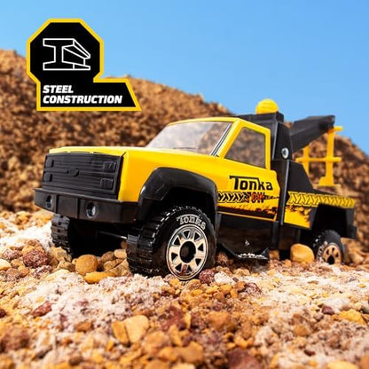 Tonka Steel Classics, Tow Truck - Made with Steel & Sturdy Plastic, Yellow Toy Construction Truck, Boys and Girls, Kids, Toddlers, Ages 3+