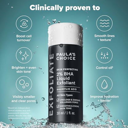 Paula's Choice SKIN PERFECTING 2% BHA Liquid Exfoliant Polish, Salicylic Acid Facial Exfoliator Polish for Enlarged Pores, Wrinkles & Fine Lines, Suitable for Blackhead-Prone Skin, Fragrance-Free