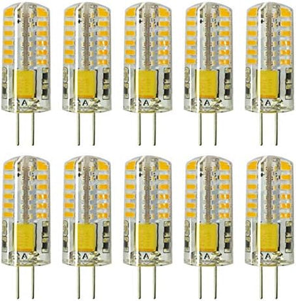RAYHOO 10pcs G4 LED Bulbs JC Bi-Pin Base Light Bulbs 3W AC/DC 12V 20W-30W T3 Halogen Bulb Replacement Landscape Bulbs(Warm White 3000K)