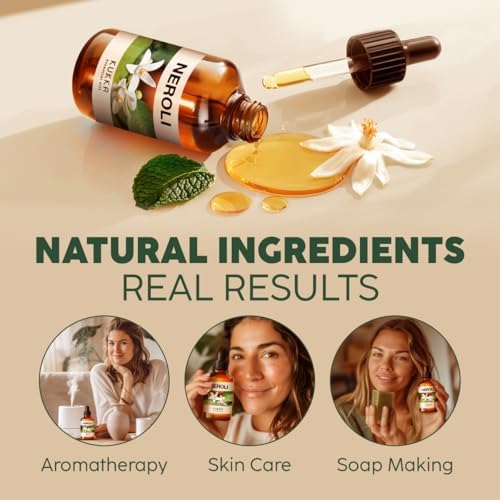 Kukka Neroli Essential Oil for Diffuser Skin - 4 Fl Oz - 100% Pure Natural Neroli Oil, Floral Scent, for Aromatherapy, Candle, Bath Bomb & Soap Making Scent DIY
