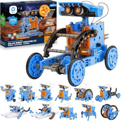 Sillbird Solar Building Robot Kit STEM Gift for Boys Aged 8-13, DIY Science Educational Toys for Kids Teens Birthday, 12-in-1 Solar or Battery Powered Robotic Set with 197 Pieces