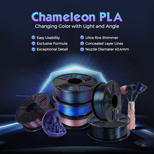 FLASHFORGE PLA Filament 1.75mm +/- 0.02mm Rose Quartz, Color Changeable 3D Printer Filament 1kg (2.2lbs), Chameleon 3D Printing Filament Changing Colors with Light, Perfectly Hide The Layer Line