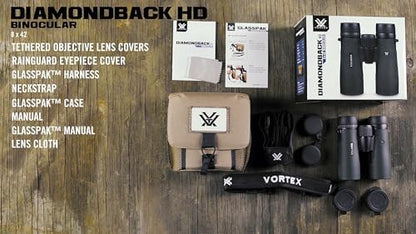 Vortex Optics Diamondback HD 8x42 Binoculars - HD Optical System, Non-slip Grip, Waterproof, Fogproof, Shockproof, Included GlassPak - Unlimited, Unconditional Warranty