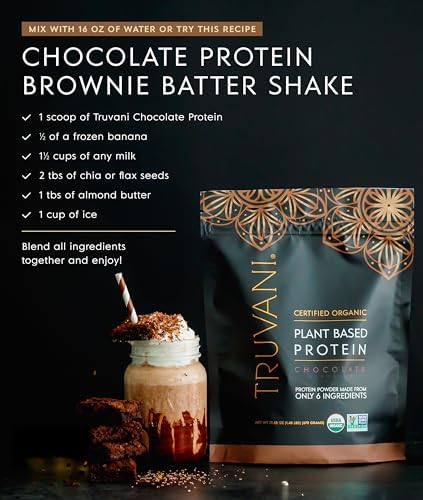 Truvani Vegan Pea Protein Powder | Chocolate | 20g Organic Plant Based Protein | 18 Servings | Keto | Gluten & Dairy Free | Low Carb | No Added Sugar